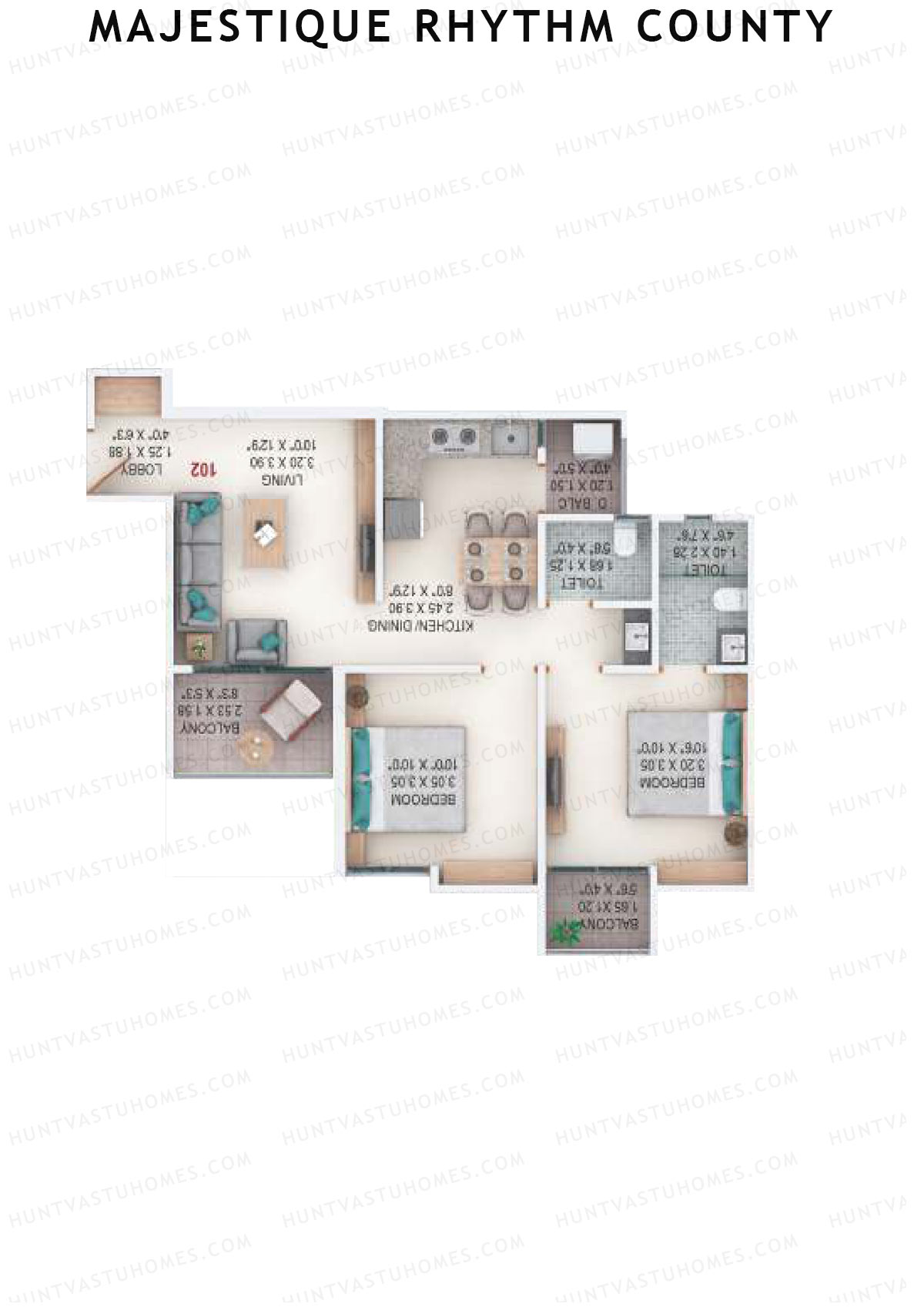 Majestique Rhythm County Tower A4 Unit 5 (Type A) Floor Plan