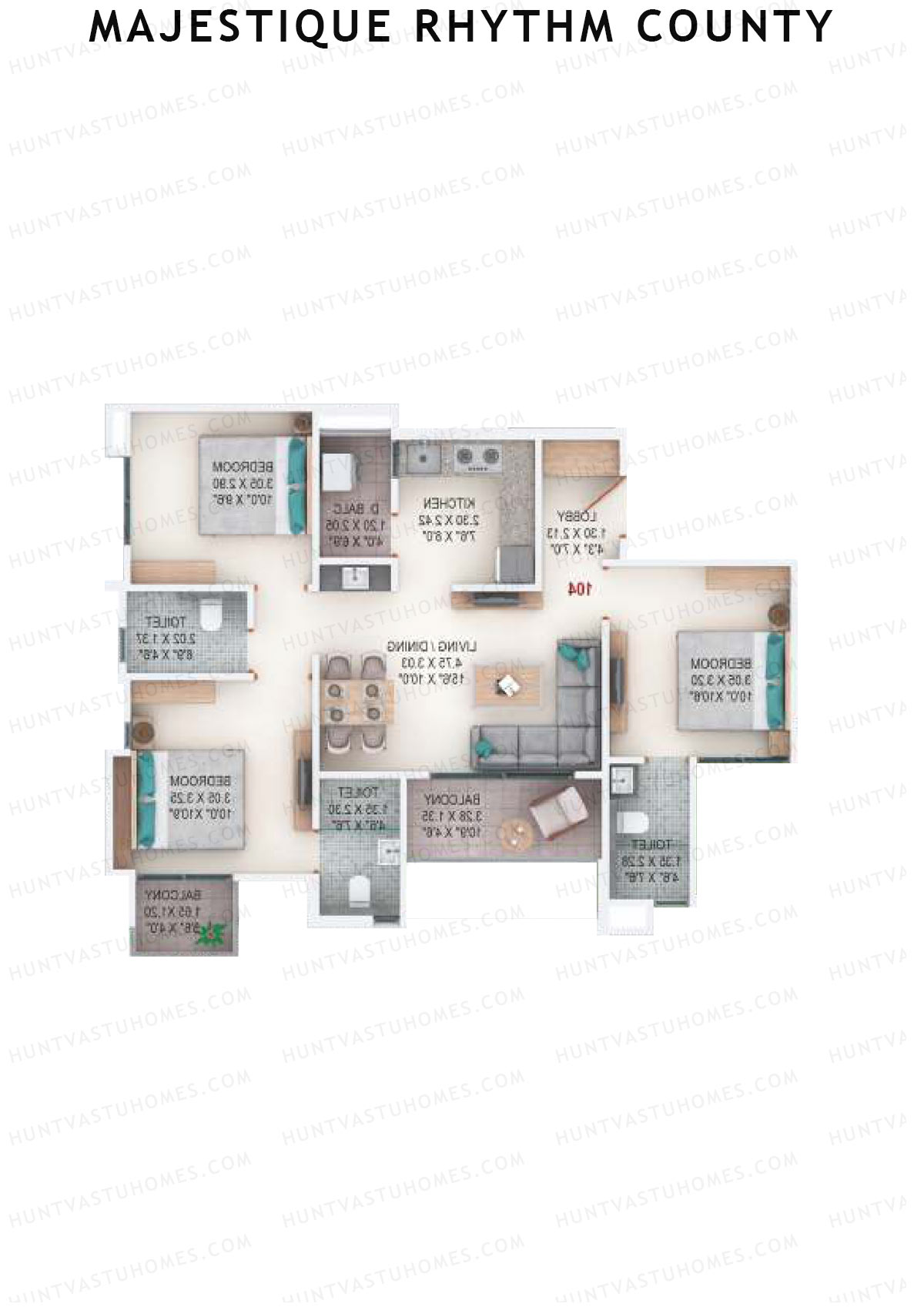 Majestique Rhythm County Tower A4 Unit 6  Floor Plan