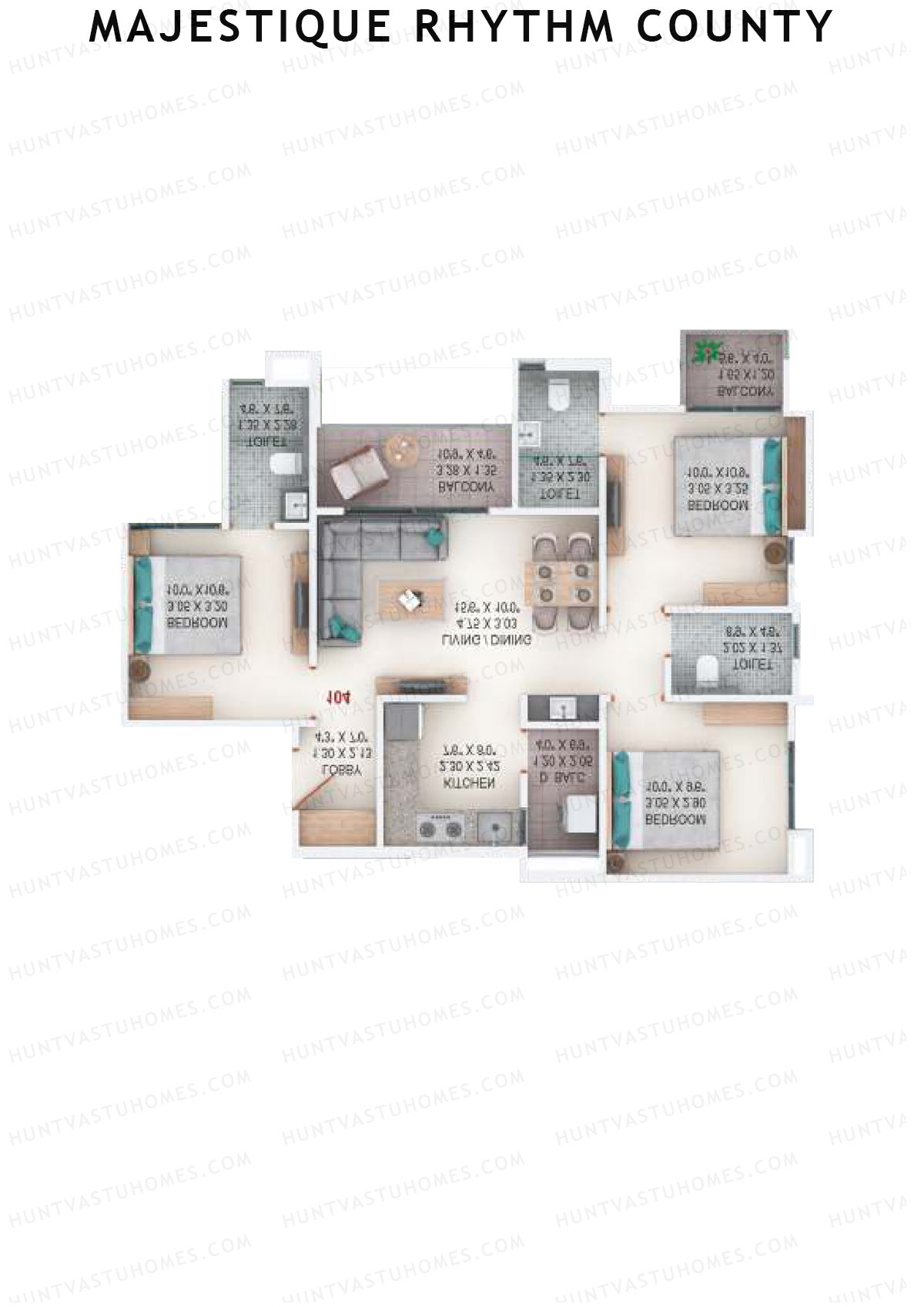 Majestique Rhythm County Tower A5 Unit 3  Floor Plan
