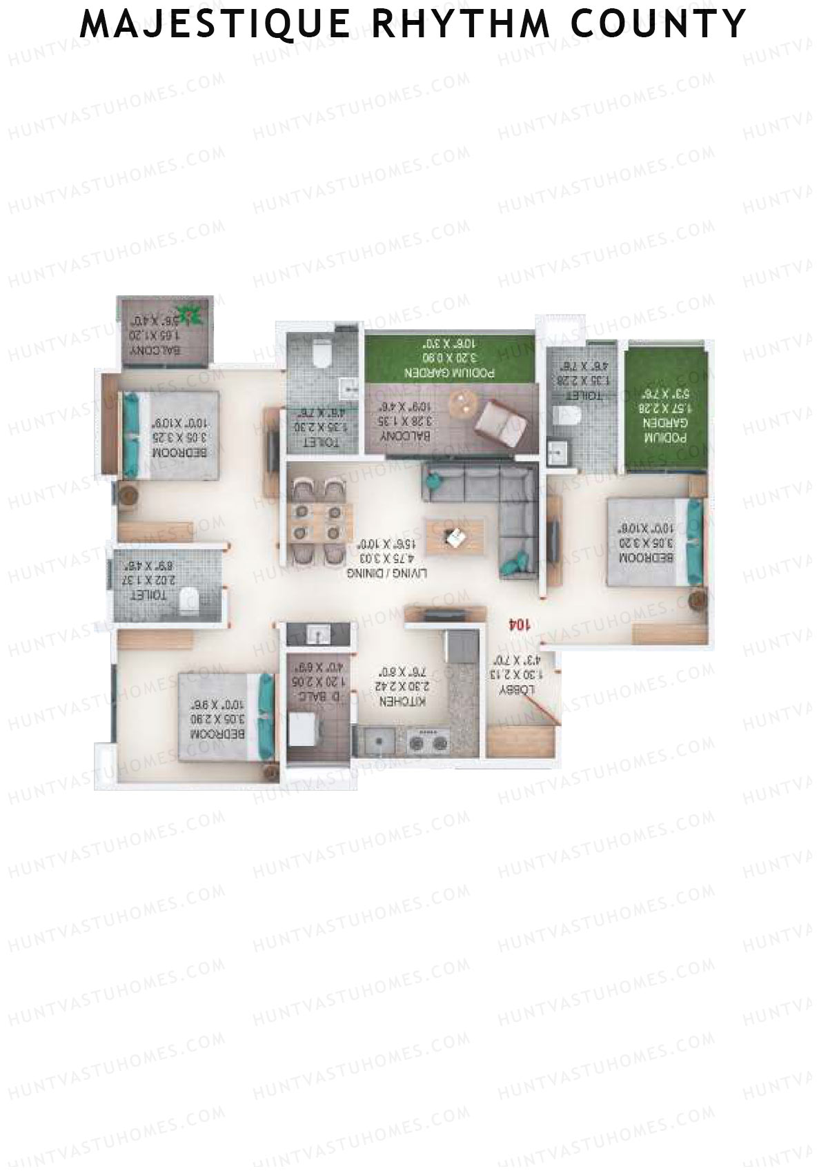 Majestique Rhythm County Tower A6 Unit 1  Floor Plan