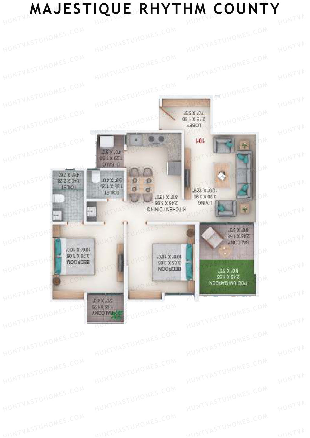Majestique Rhythm County Tower A6 Unit 4 (Type B) Floor Plan
