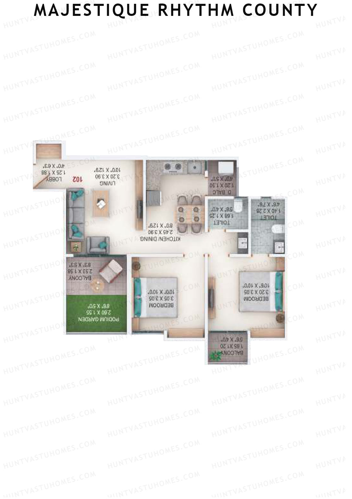 Majestique Rhythm County Tower A6 Unit 5 (Type A) Floor Plan