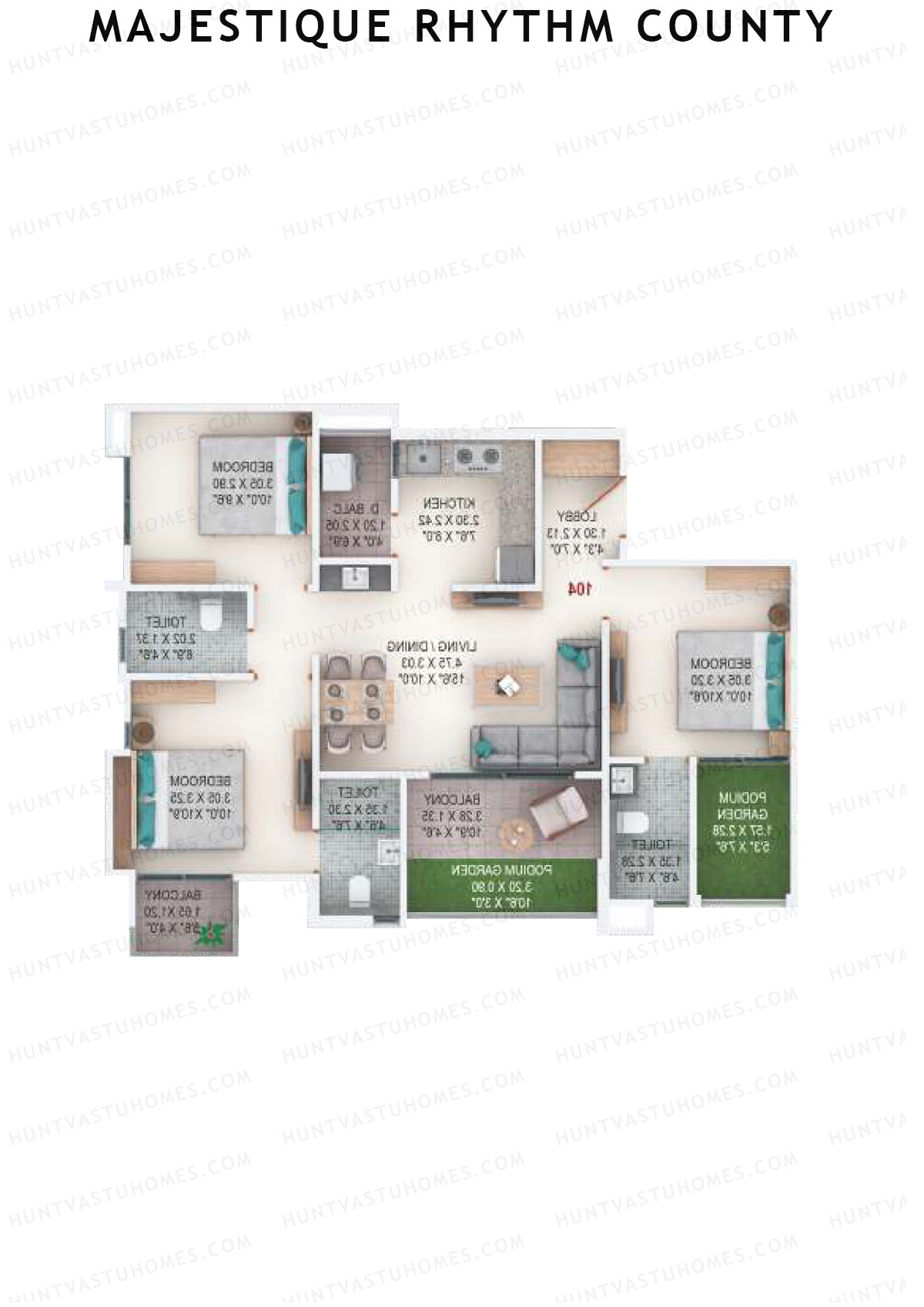 Majestique Rhythm County Tower A6 Unit 6  Floor Plan