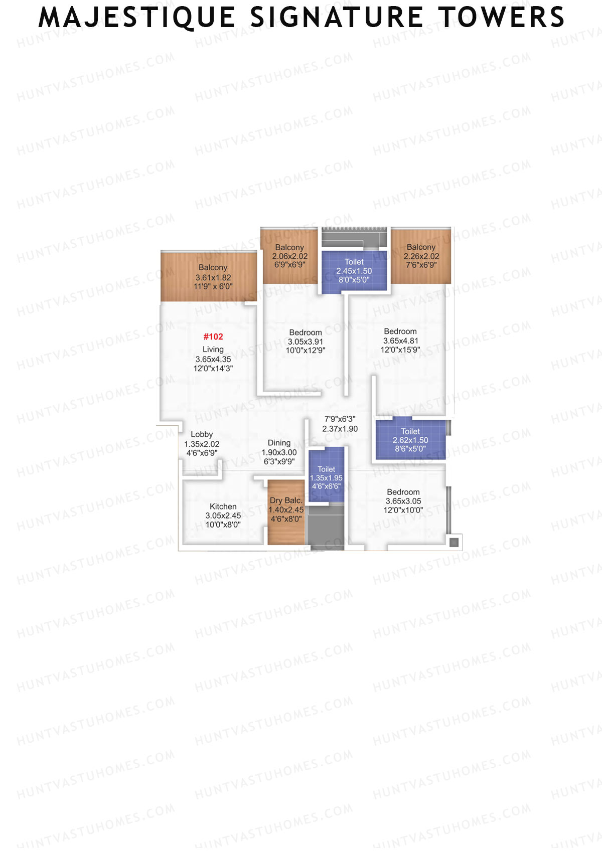Majestique Signature Towers Wing A2 Unit 2 Floor Plan