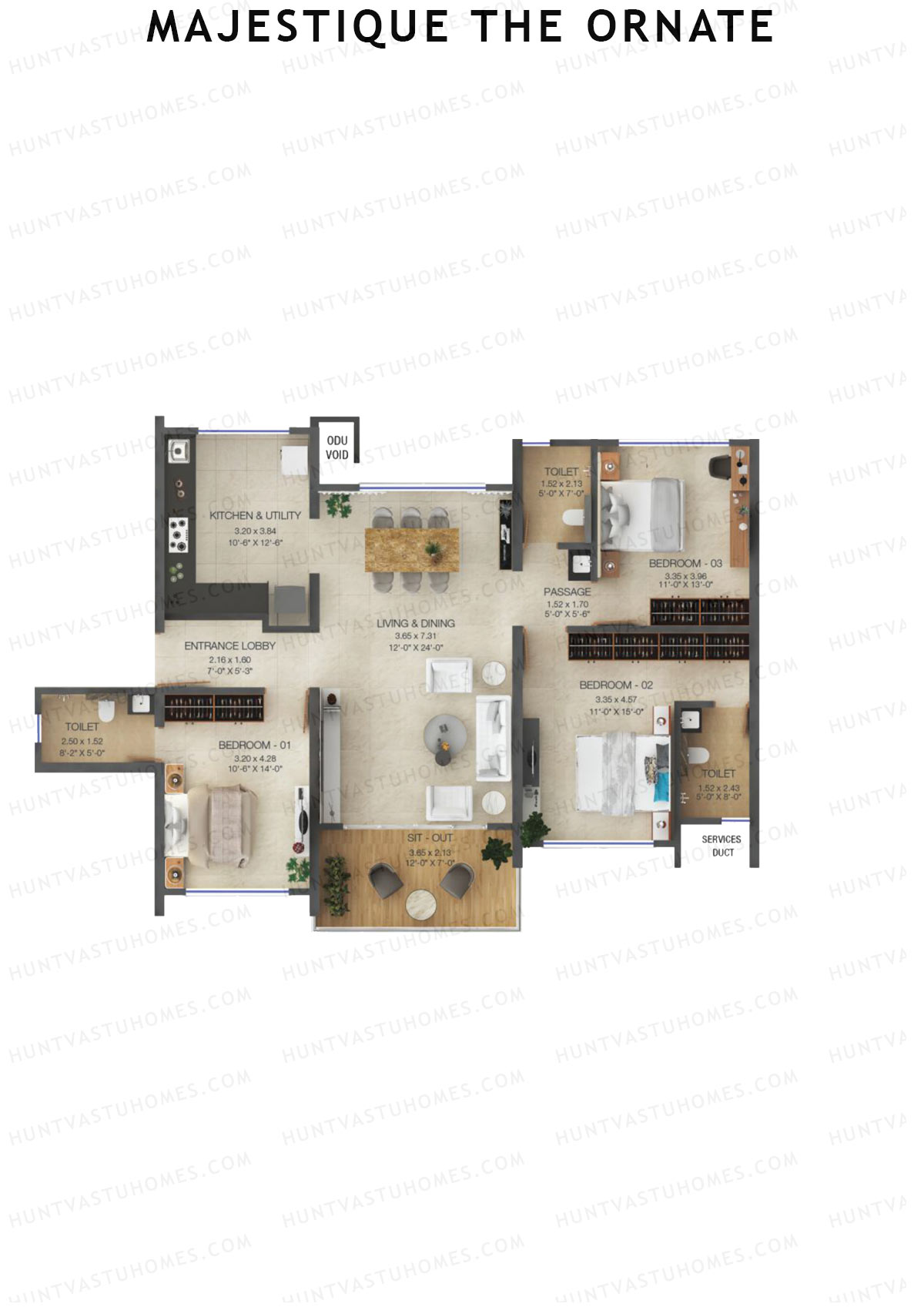 Majestique The Ornate Tower A Unit 3 Floor Plan