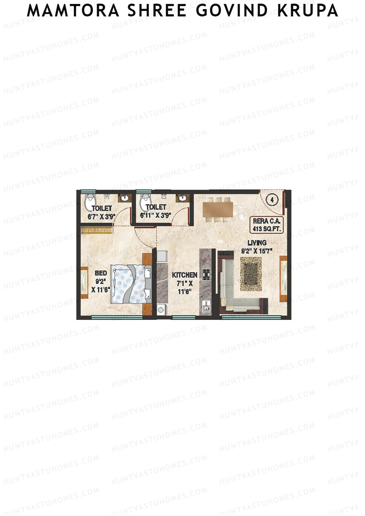Mamtora Shree Govind Krupa Wing A Unit 4 Floor Plan