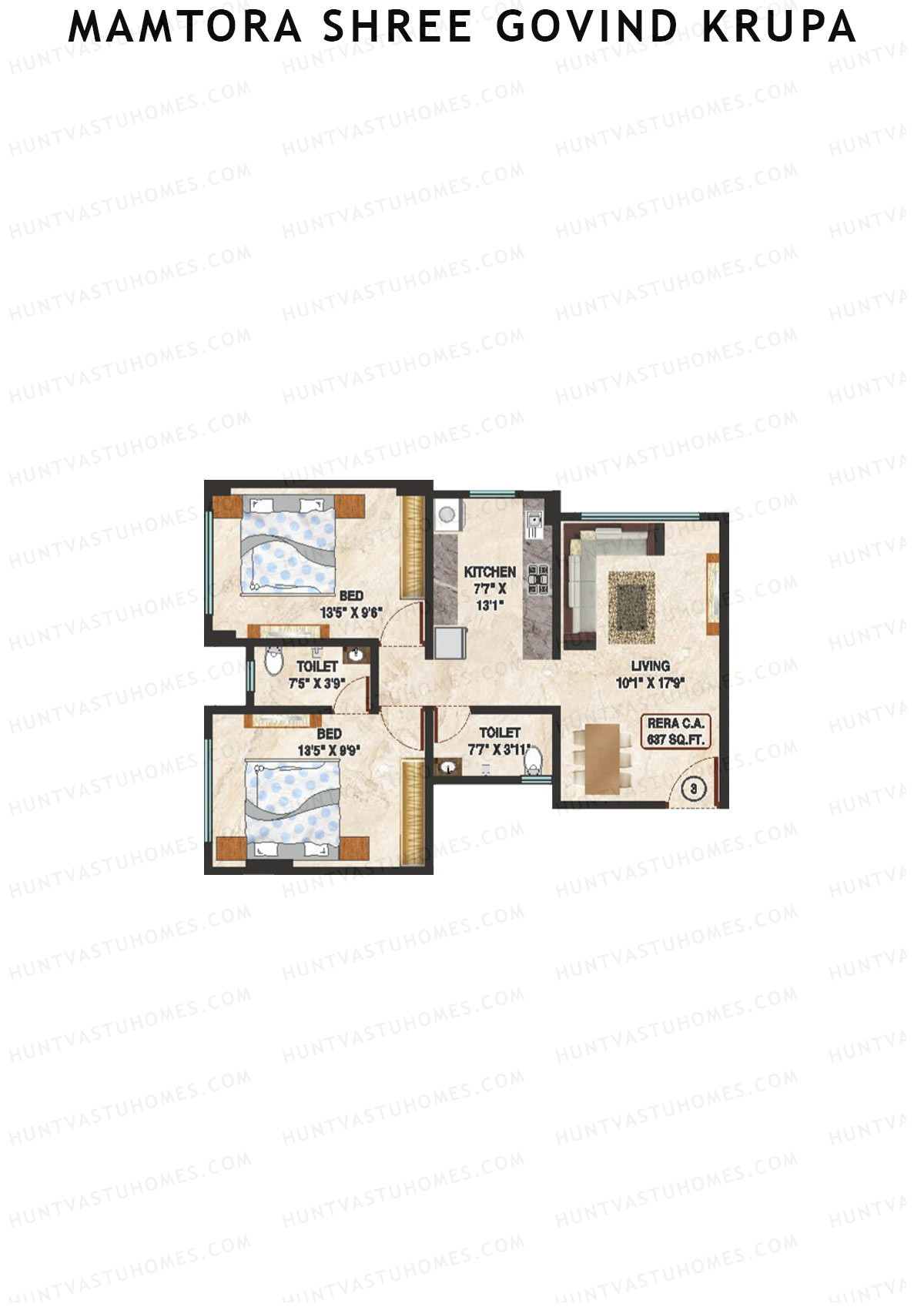 Mamtora Shree Govind Krupa Wing B Unit 3 Floor Plan