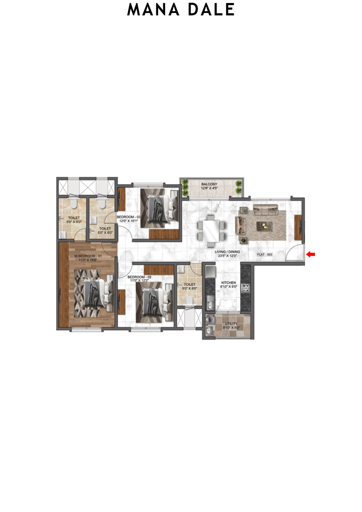 Mana Dale North Tower 1 Unit 1 Floor Plan