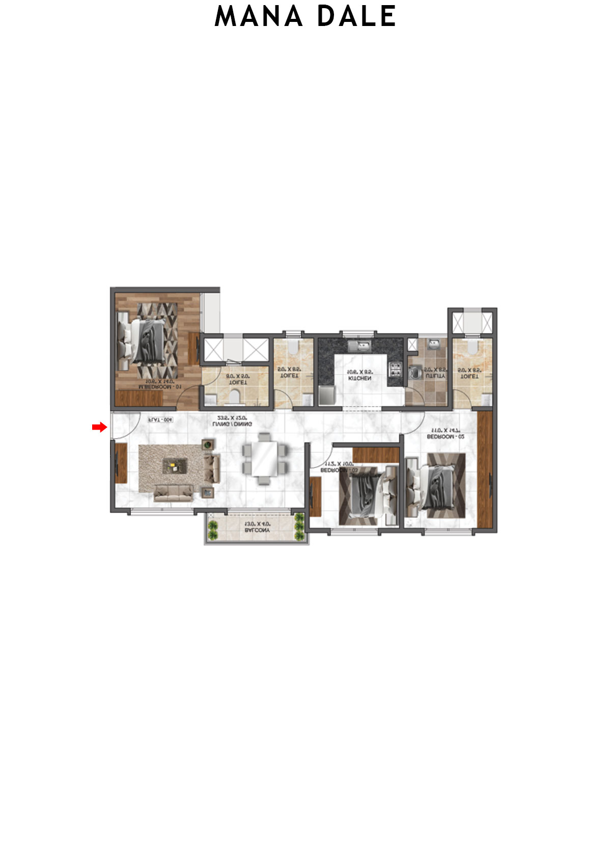 Mana Dale North Tower 1 Unit 2 Floor Plan