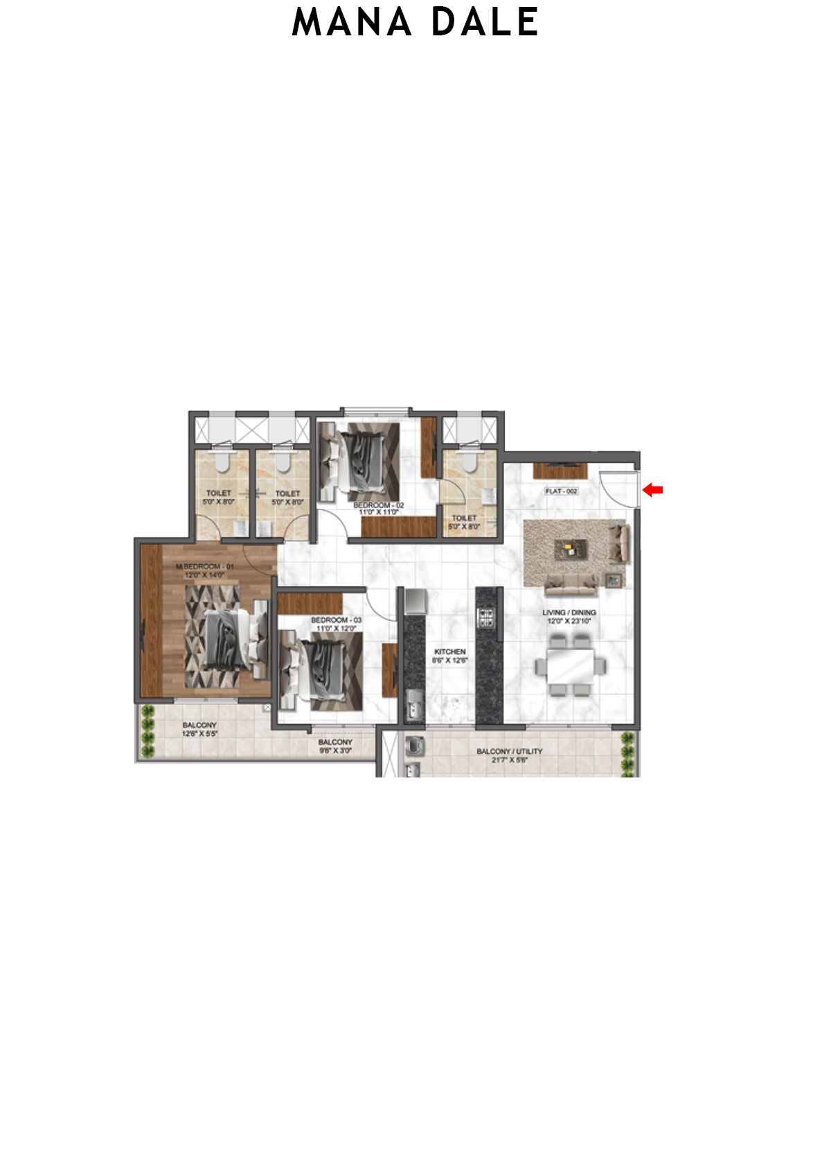 Mana Dale North Tower 1 Unit 3 Floor Plan