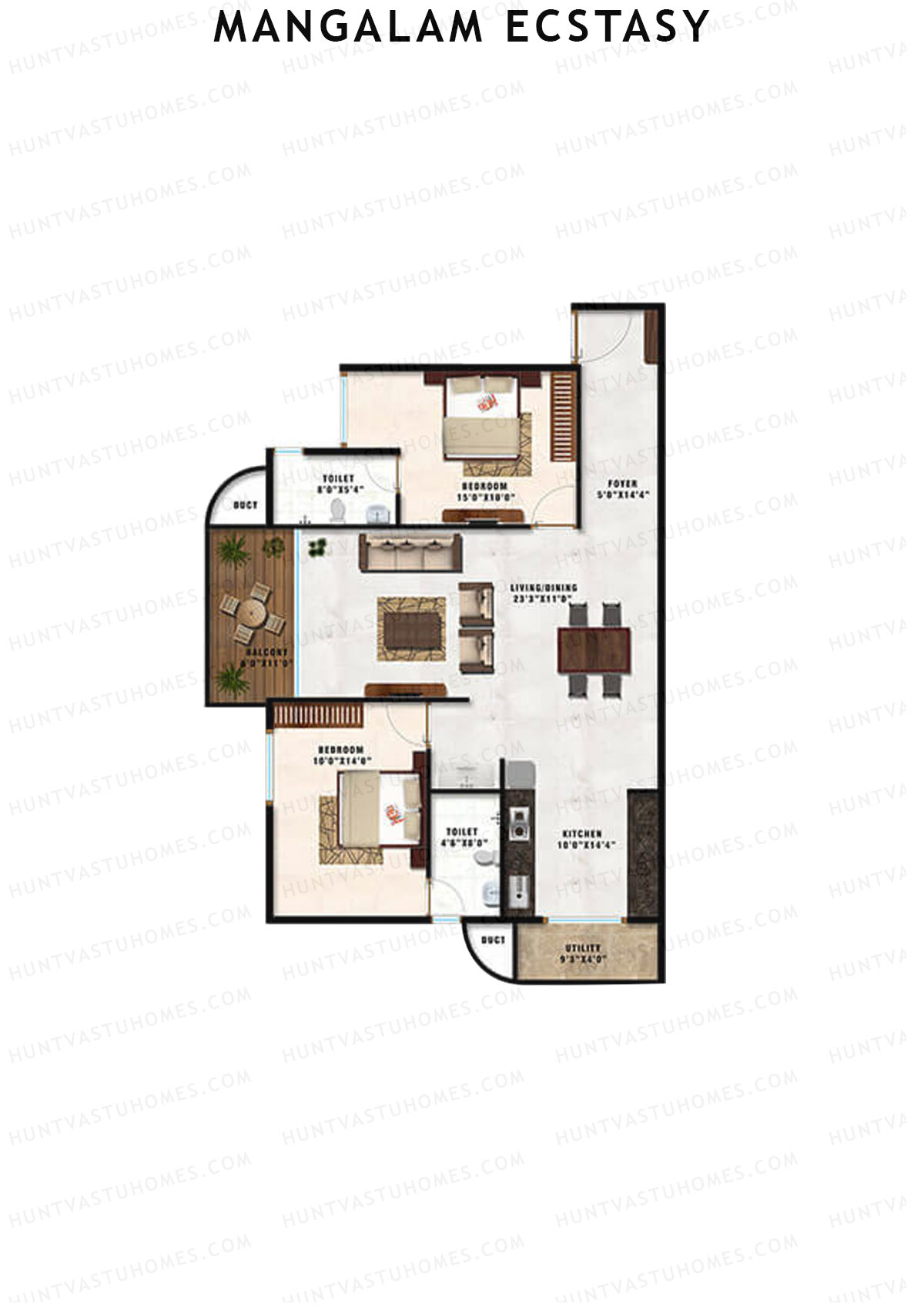 Mangalam Ecstasy Block A Unit 1 (Type 1) Floor Plan