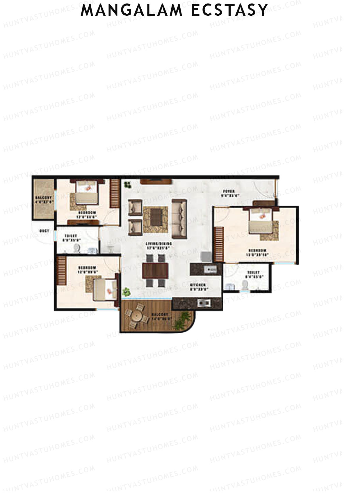Mangalam Ecstasy Block A Unit 2 (Type 2) Floor Plan