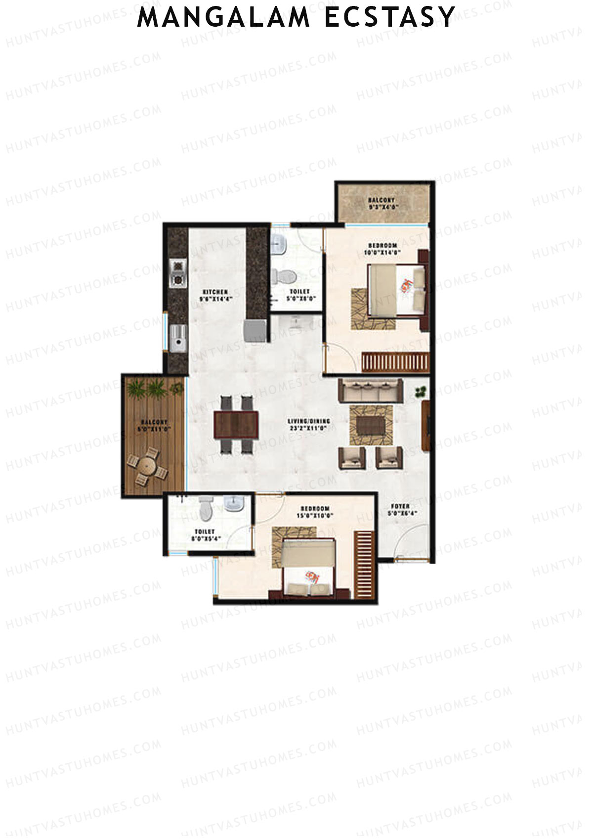 Mangalam Ecstasy Block A Unit 4 (Type 4) Floor Plan