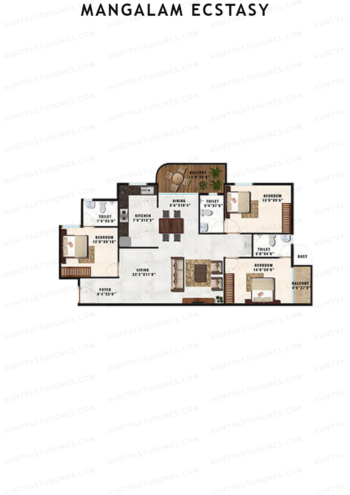 Mangalam Ecstasy Block A Unit 6 (Type 6) Floor Plan