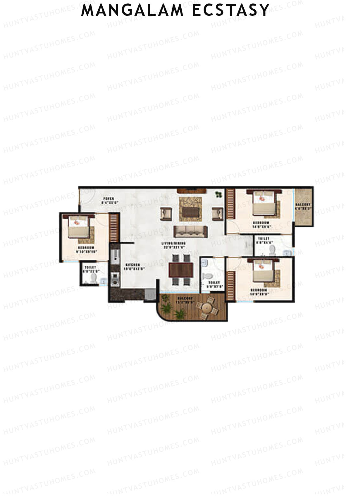 Mangalam Ecstasy Block A Unit 7 (Type 7) Floor Plan