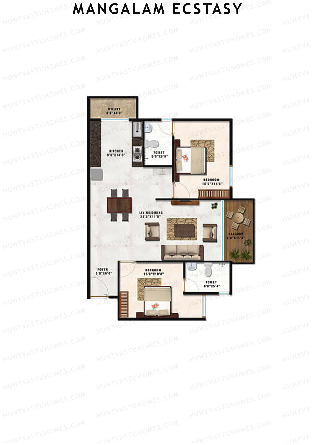 Mangalam Ecstasy Block B Unit 5 (Type 5) Floor Plan