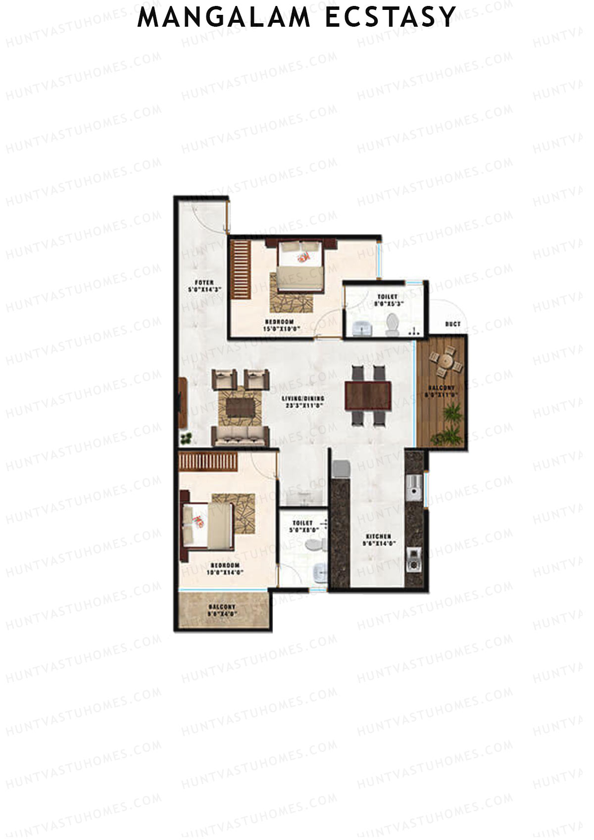 Mangalam Ecstasy Block B Unit 8 (Type 8) Floor Plan