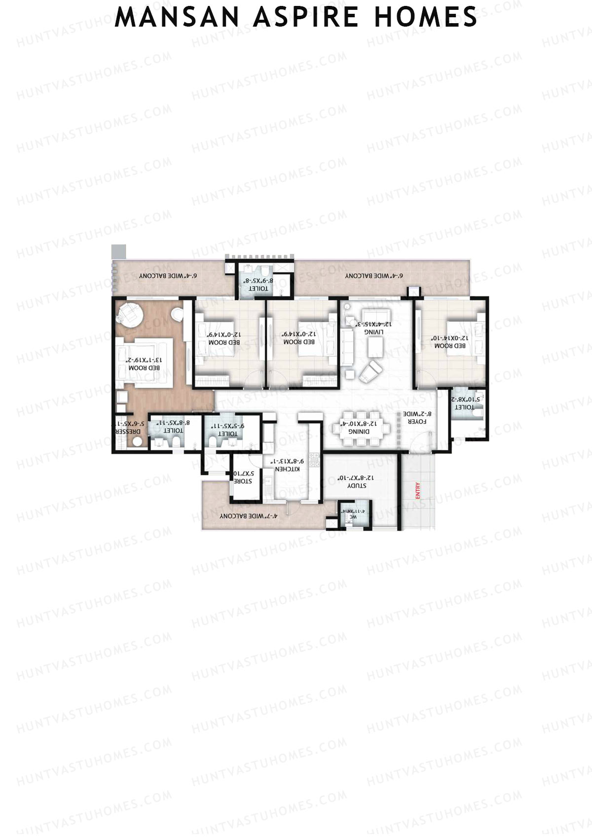 Mansan Aspire Homes Damodar Unit 3 Floor Plan