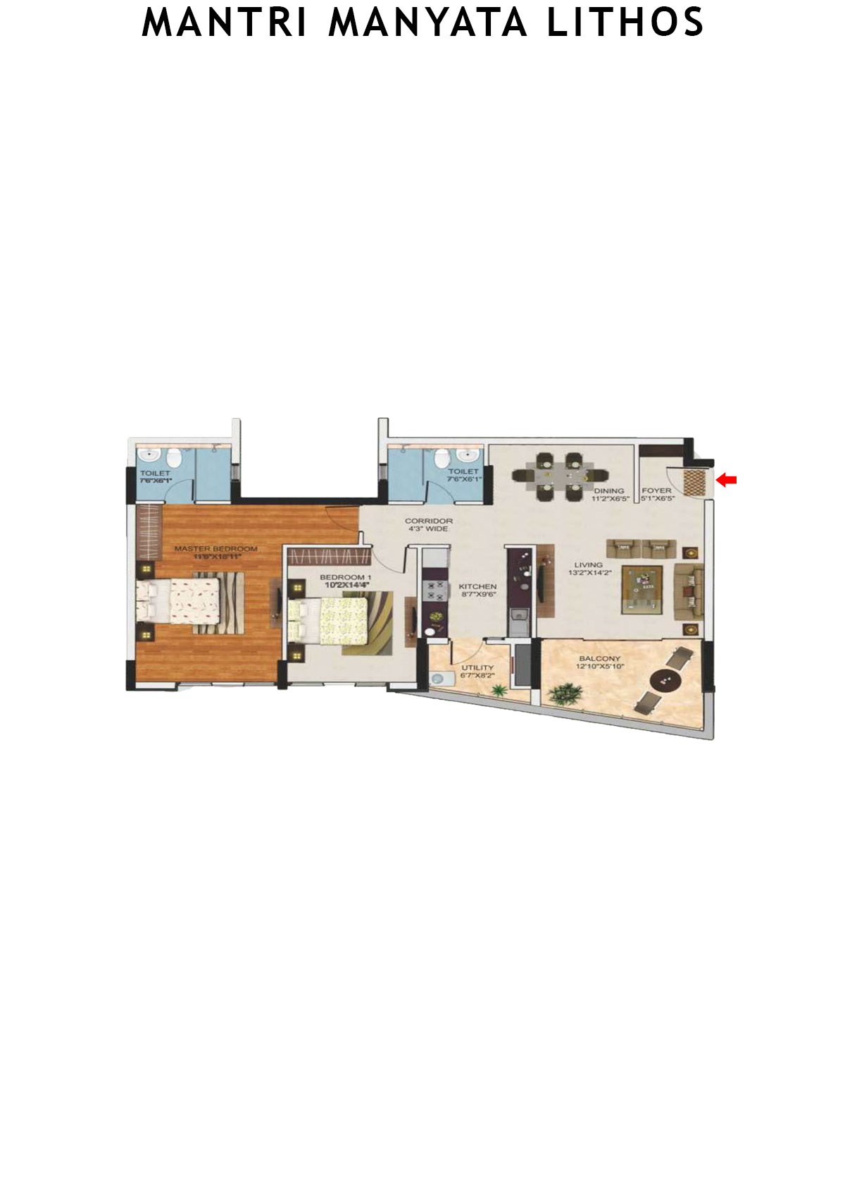 Mantri Manyata Lithos Tower A Unit 1 Floor Plan