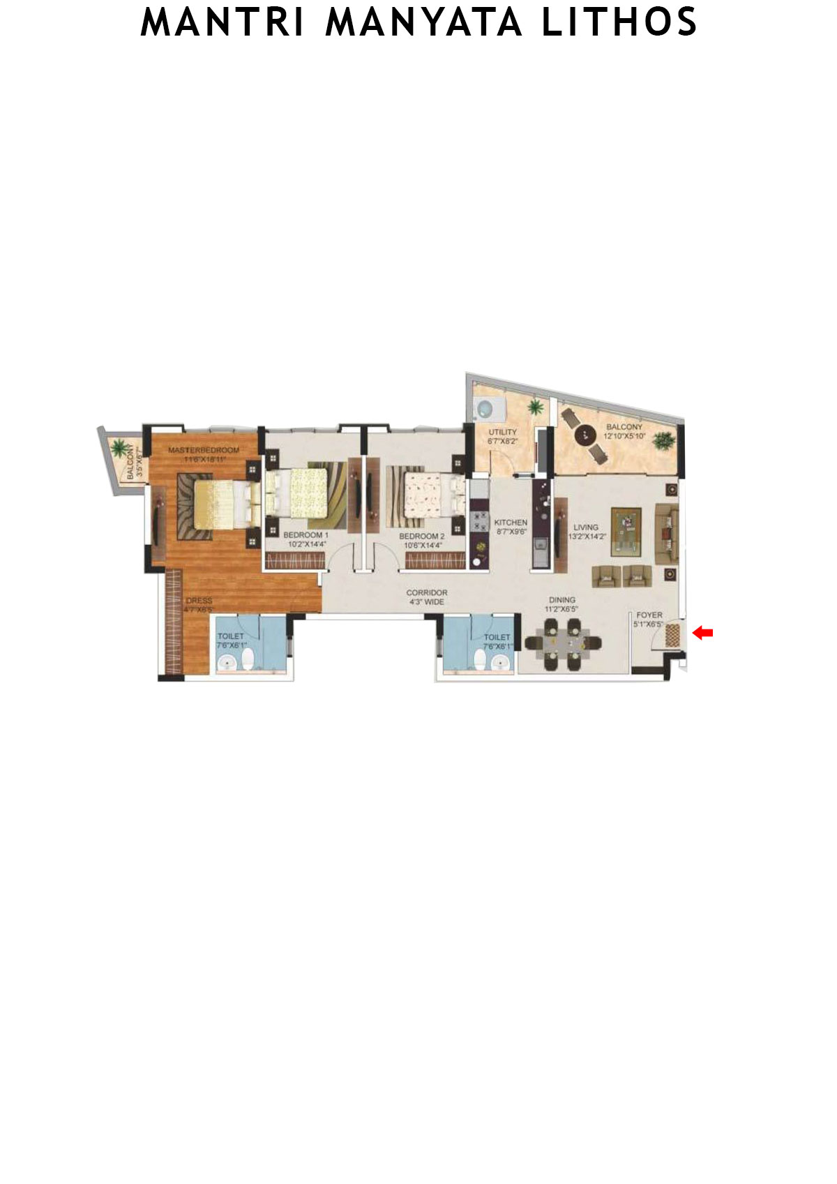 Mantri Manyata Lithos Tower A Unit 2 Floor Plan