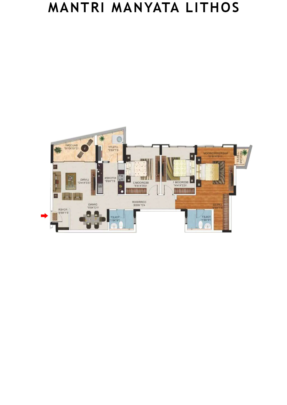 Mantri Manyata Lithos Tower B Unit 1 Floor Plan