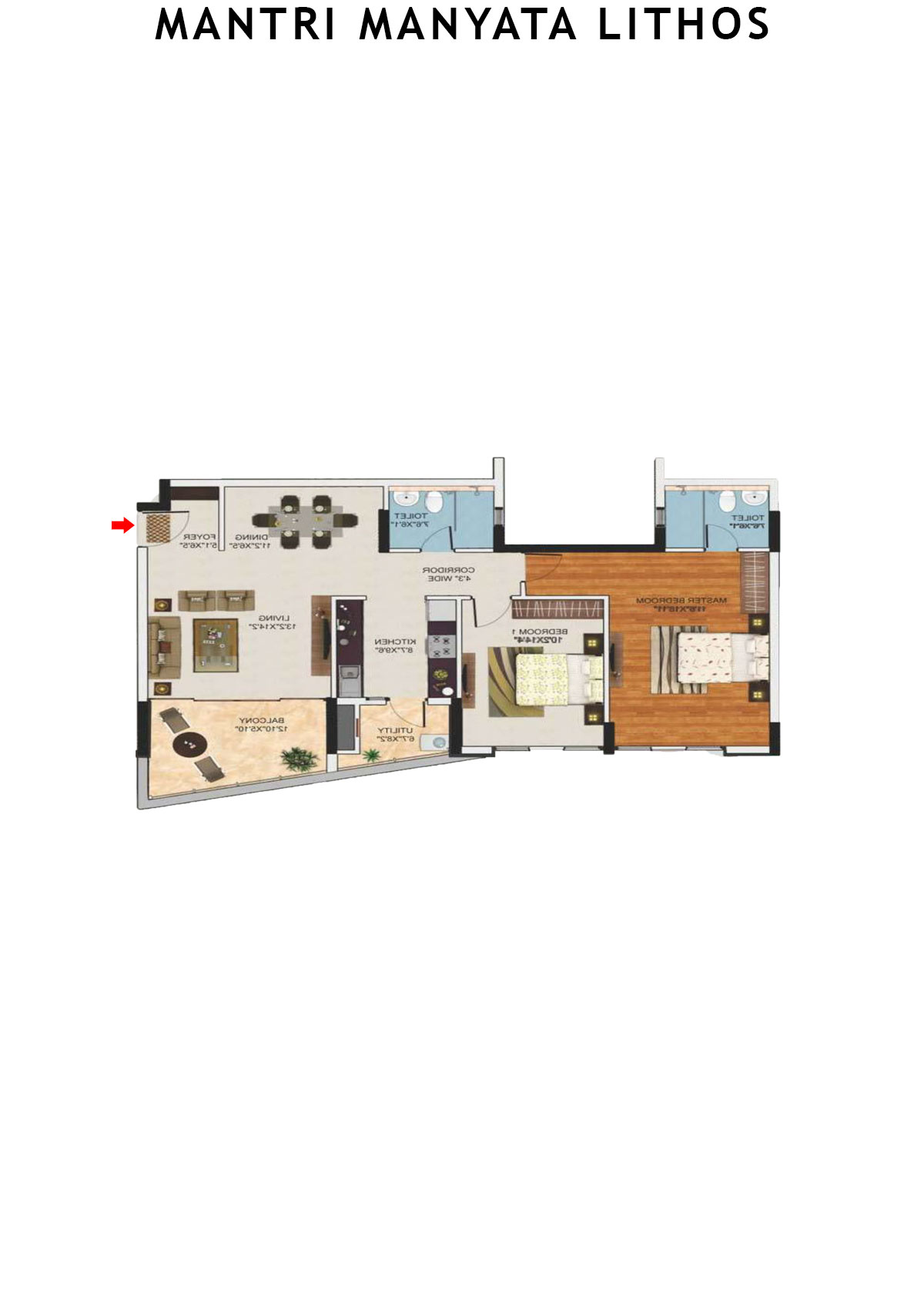 Mantri Manyata Lithos Tower B Unit 2 Floor Plan