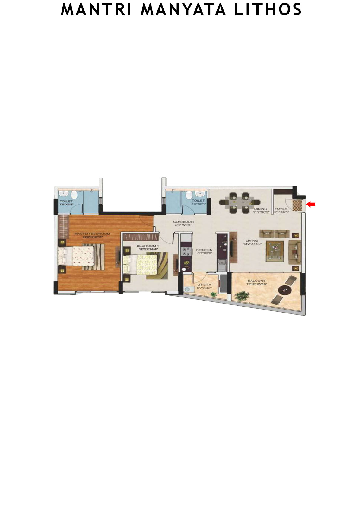 Mantri Manyata Lithos Tower C Unit 1 Floor Plan