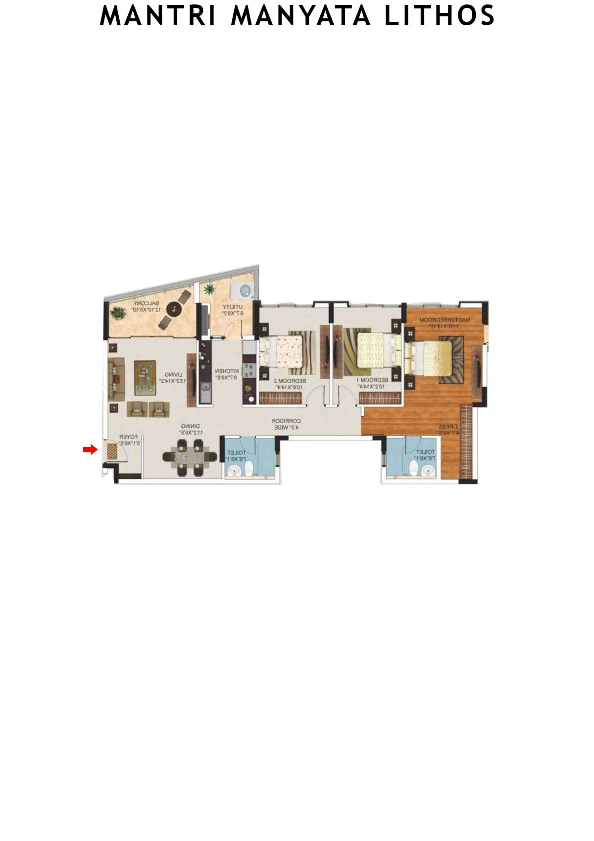 Mantri Manyata Lithos Tower C Unit 3 Floor Plan