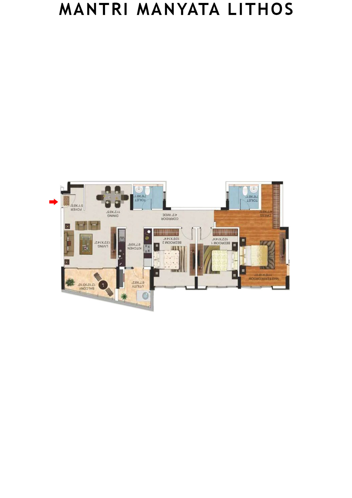 Mantri Manyata Lithos Tower C Unit 4 Floor Plan