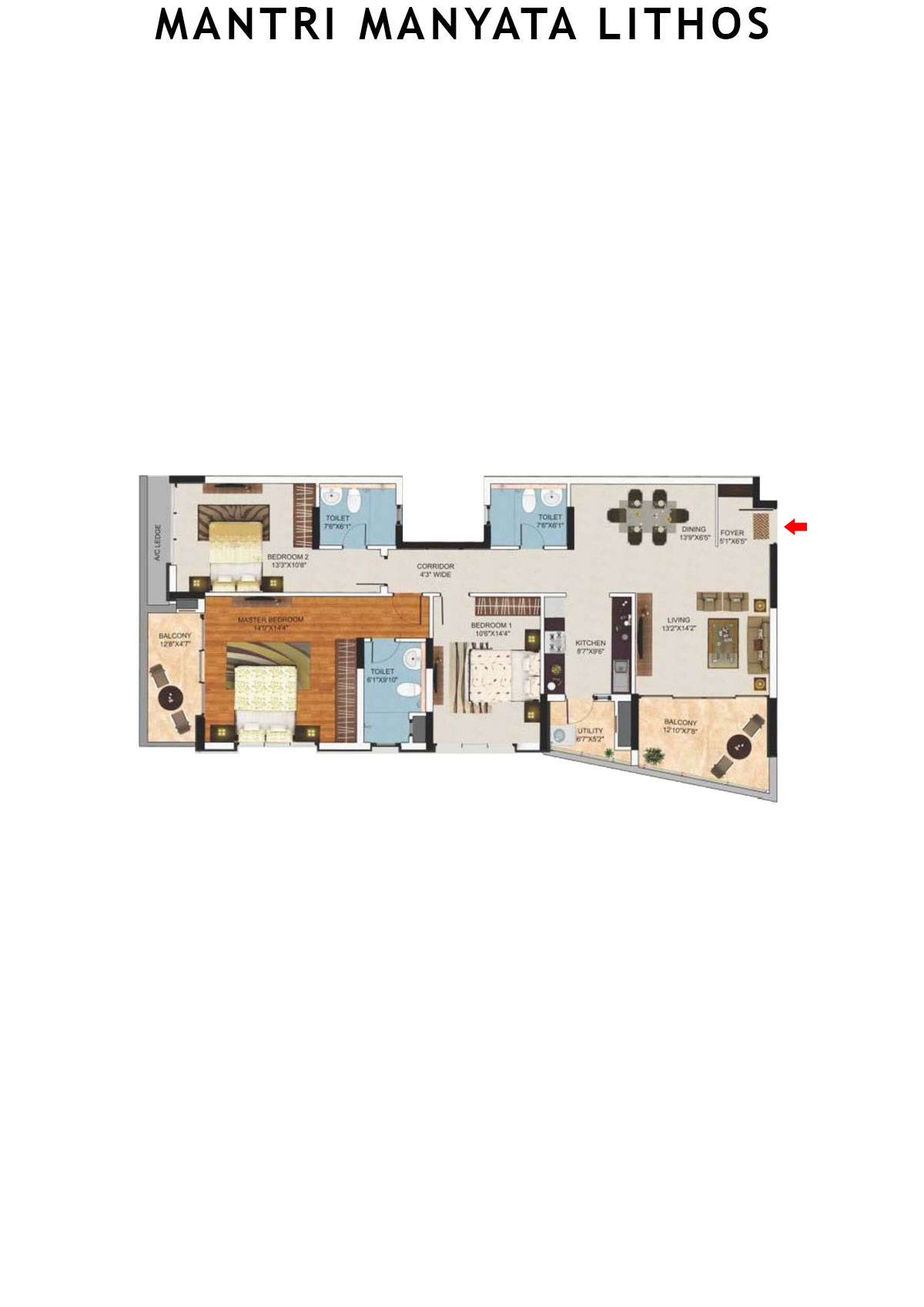Mantri Manyata Lithos Tower D Unit 1 Floor Plan