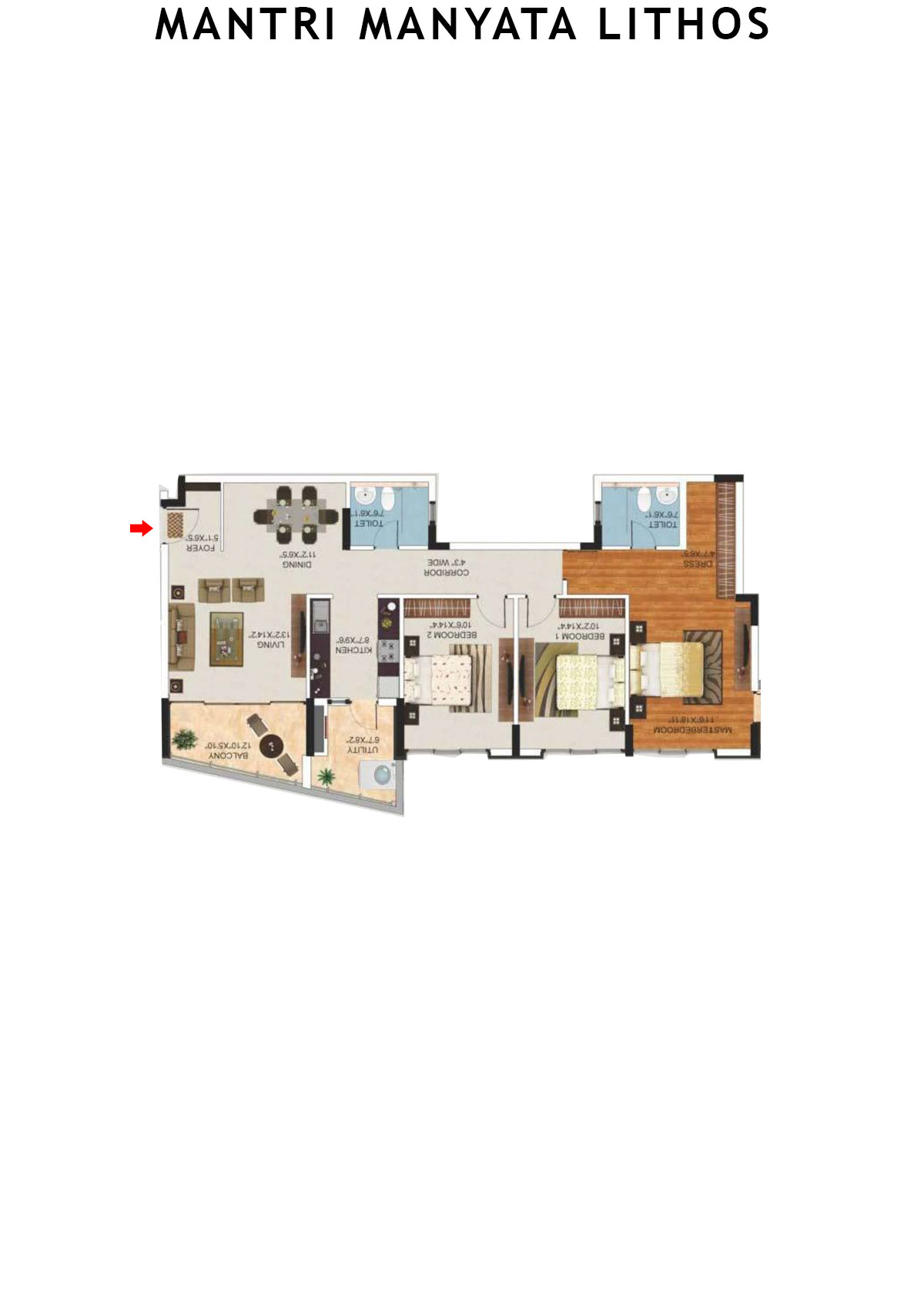 Mantri Manyata Lithos Tower D Unit 4 Floor Plan