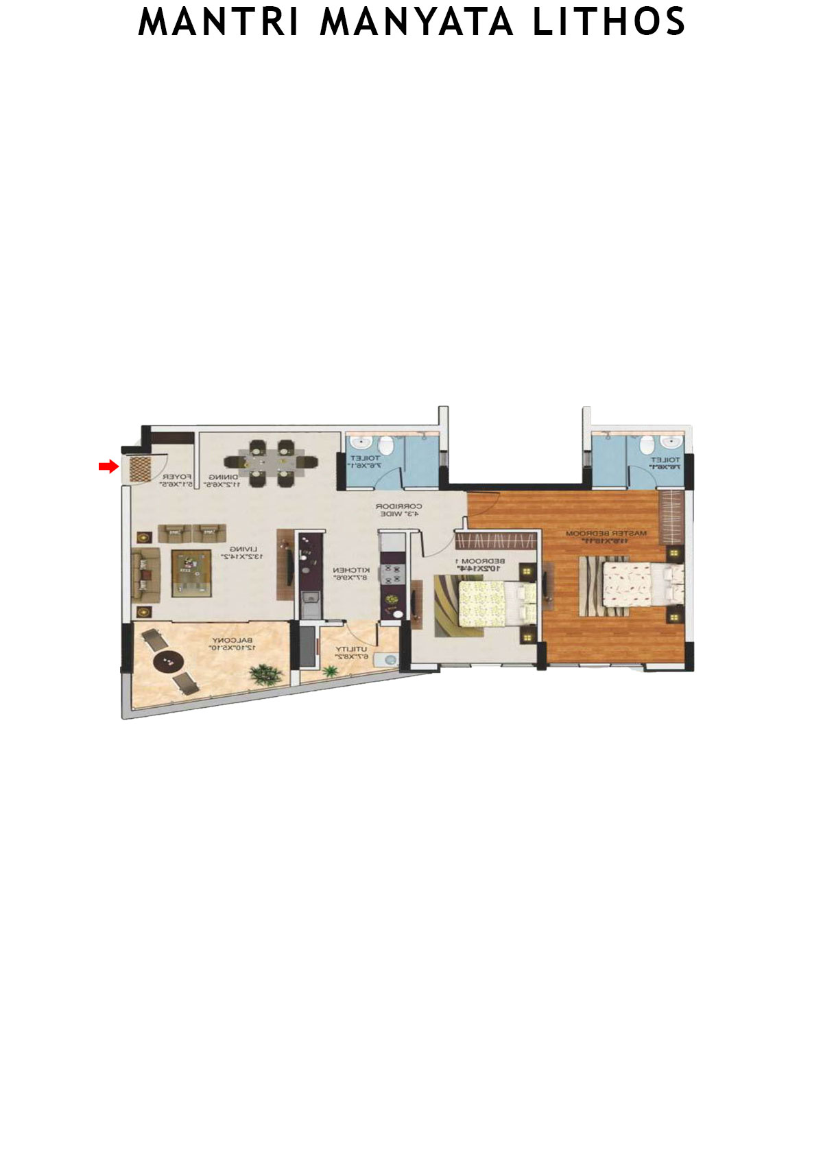 Mantri Manyata Lithos Tower F Unit 4 Floor Plan