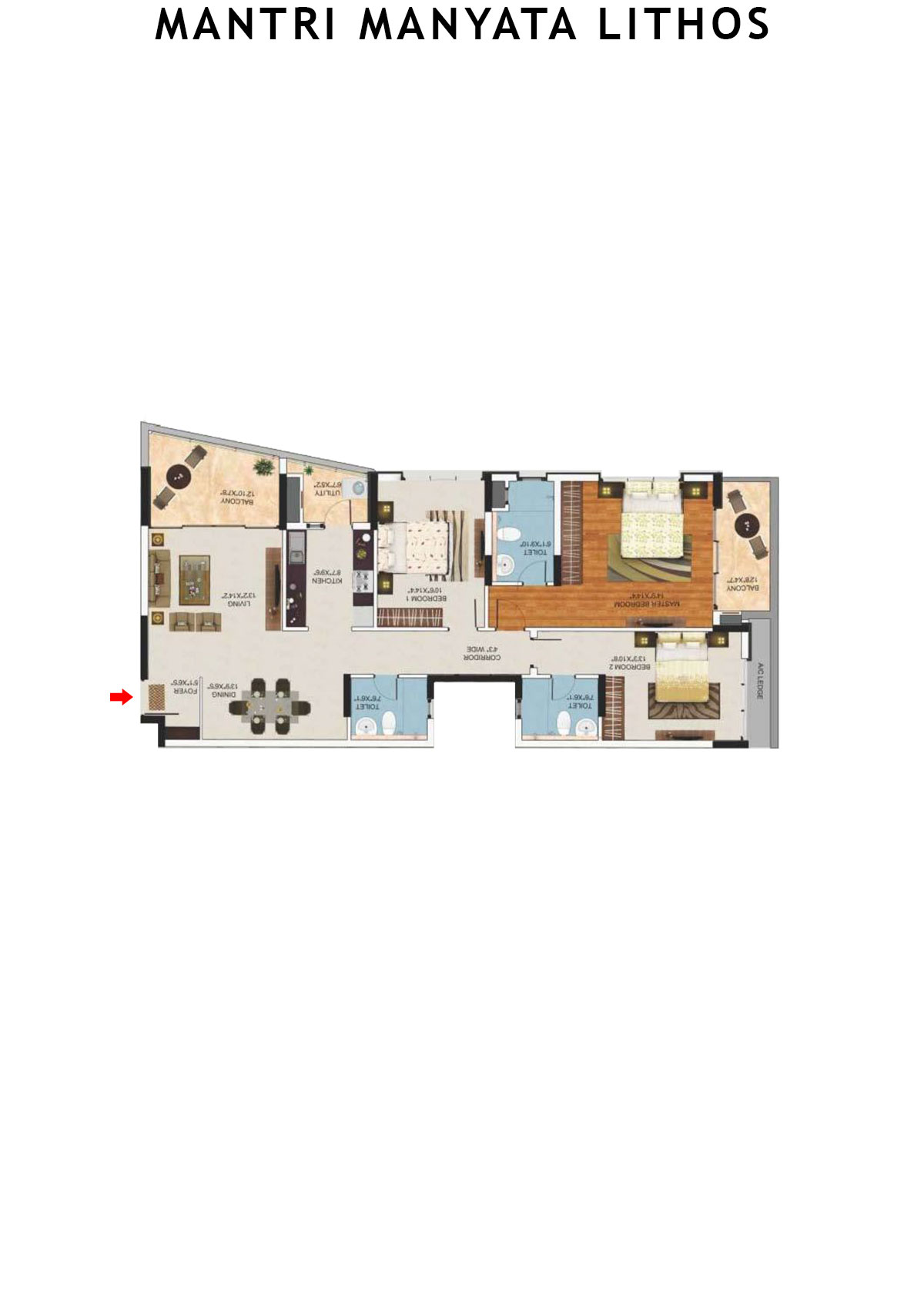 Mantri Manyata Lithos Tower H Unit 1 Floor Plan