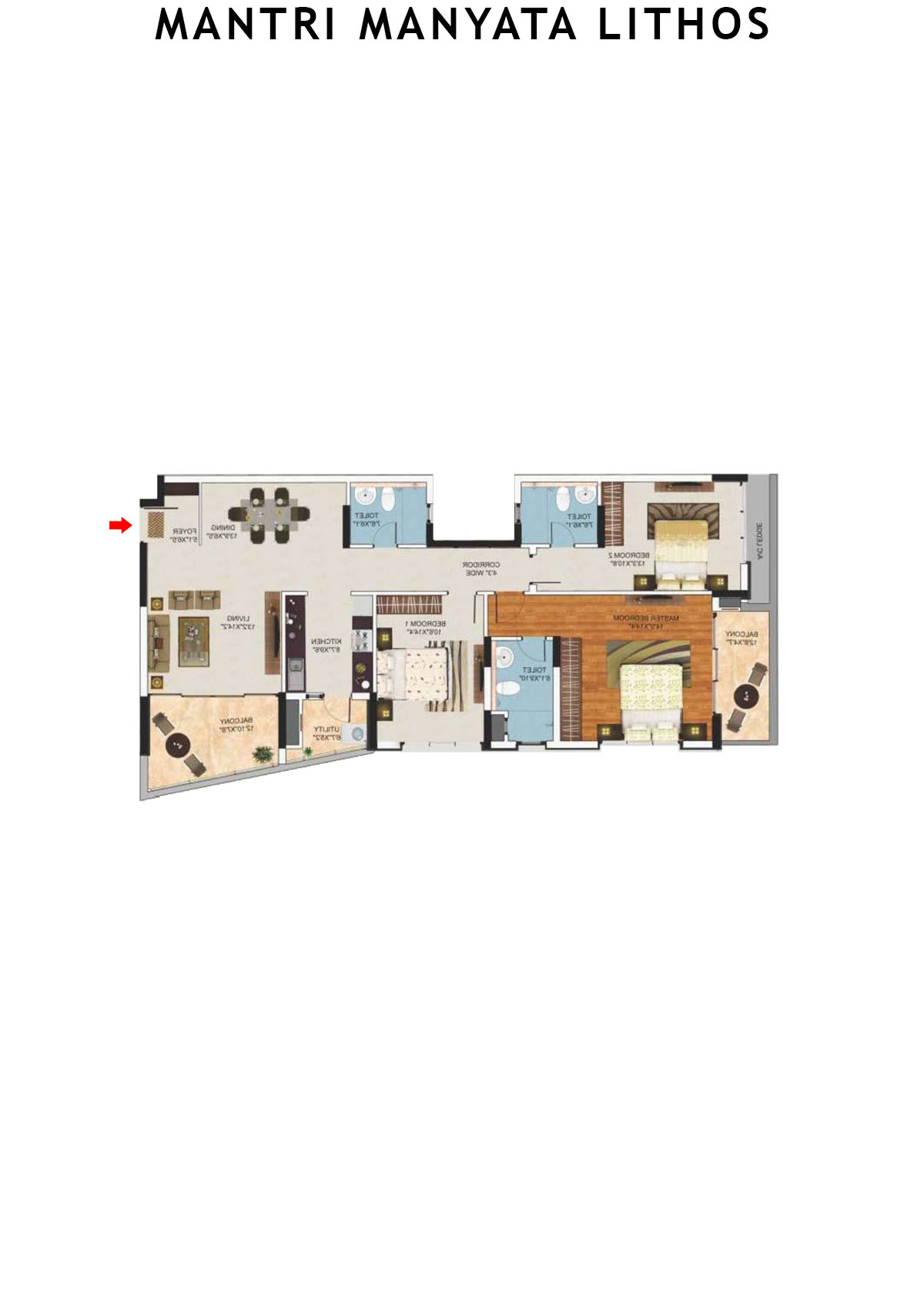 Mantri Manyata Lithos Tower H Unit 2 Floor Plan
