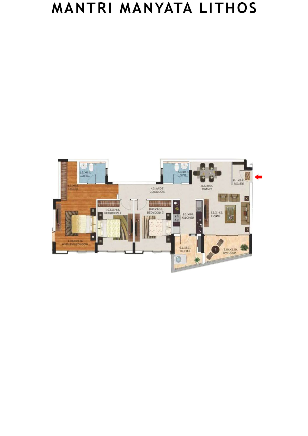 Mantri Manyata Lithos Tower H Unit 3 Floor Plan