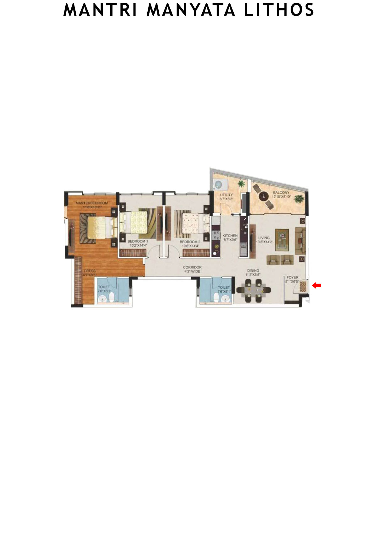 Mantri Manyata Lithos Tower H Unit 4 Floor Plan