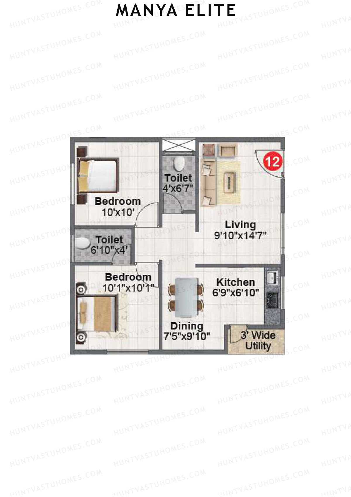 Manya Elite Block A Unit 12 Floor Plan