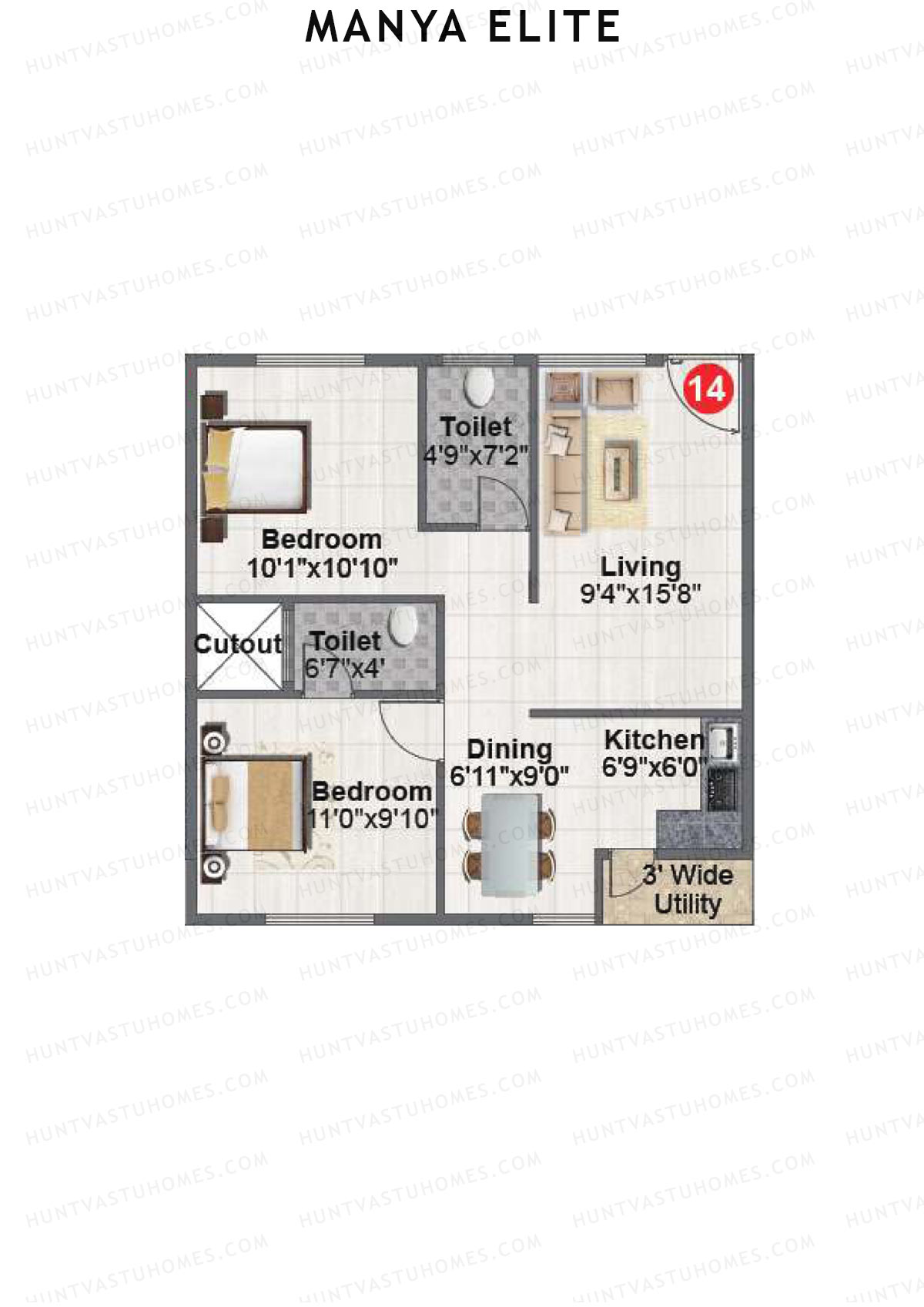 Manya Elite Block A Unit 14 Floor Plan