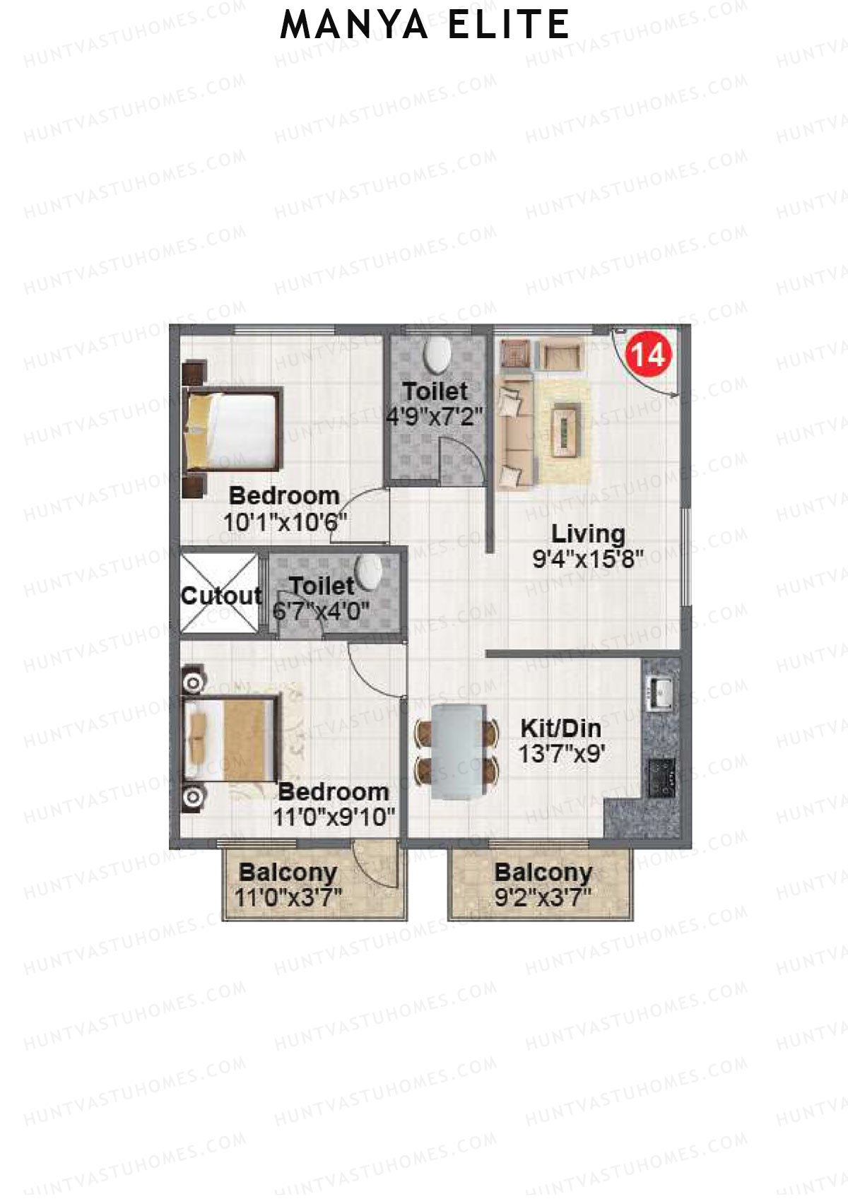 Manya Elite Block A Unit 14 Floor Plan