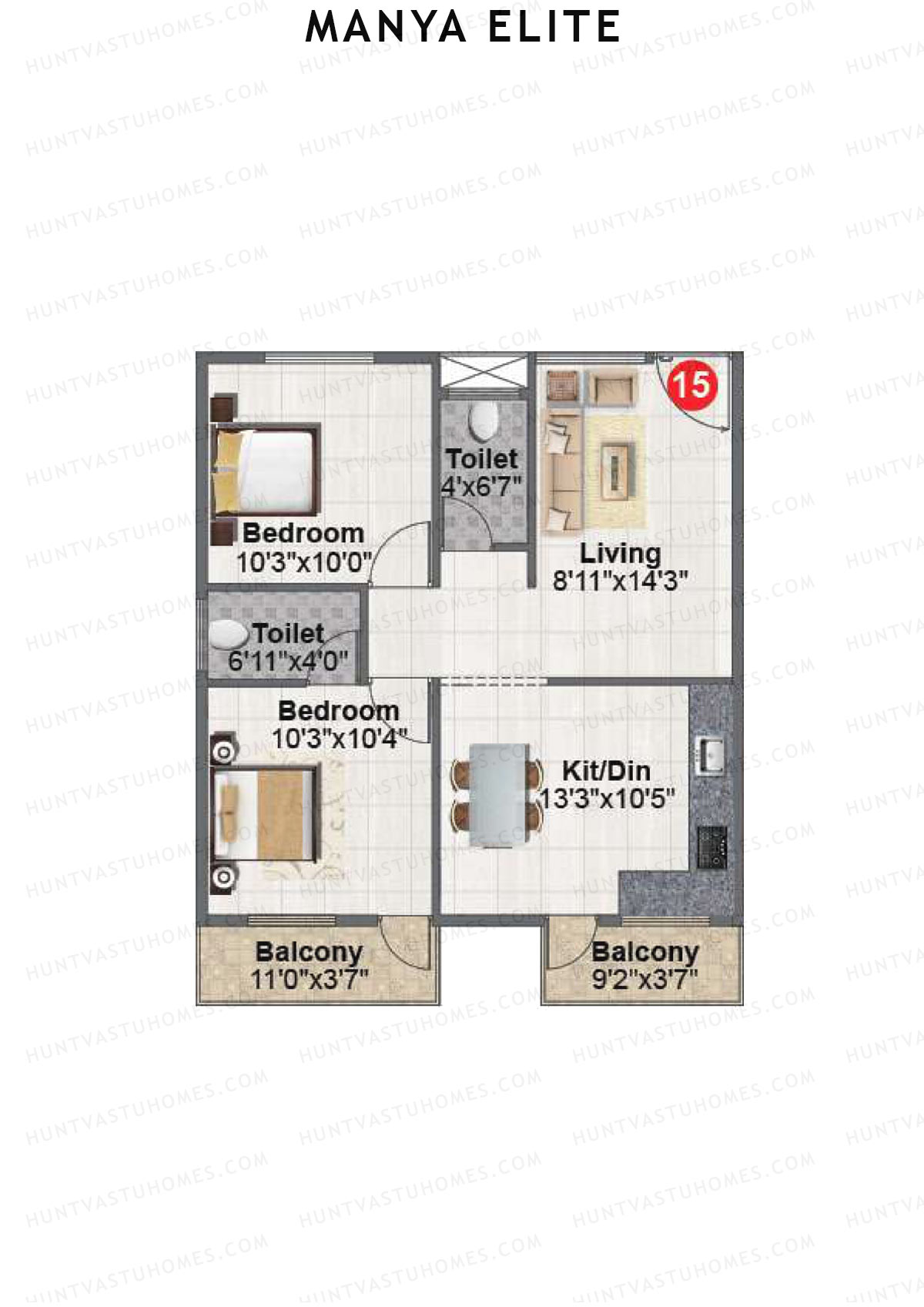 Manya Elite Block A Unit 15 Floor Plan