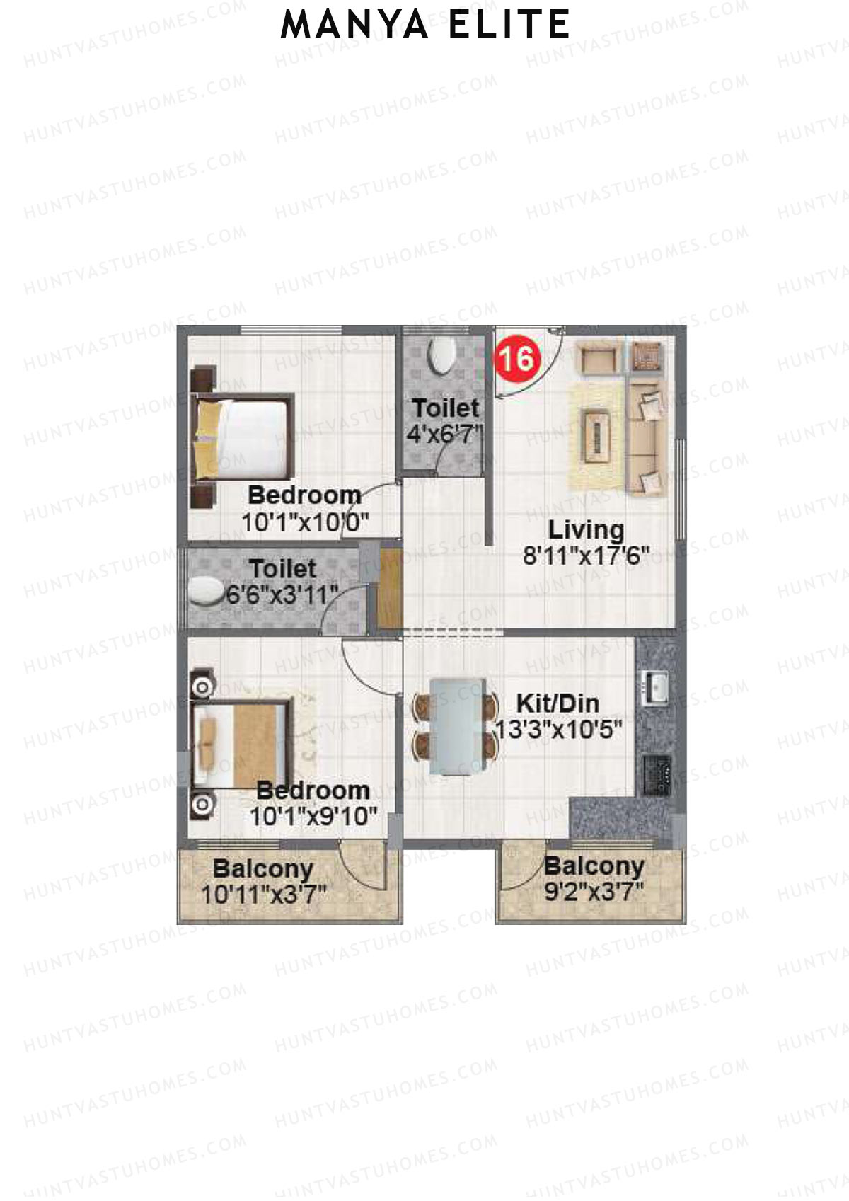 Manya Elite Block A Unit 16 Floor Plan