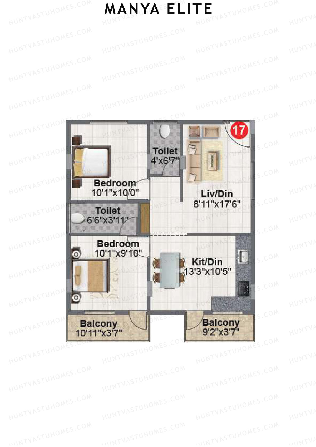 Manya Elite Block A Unit 17 Floor Plan