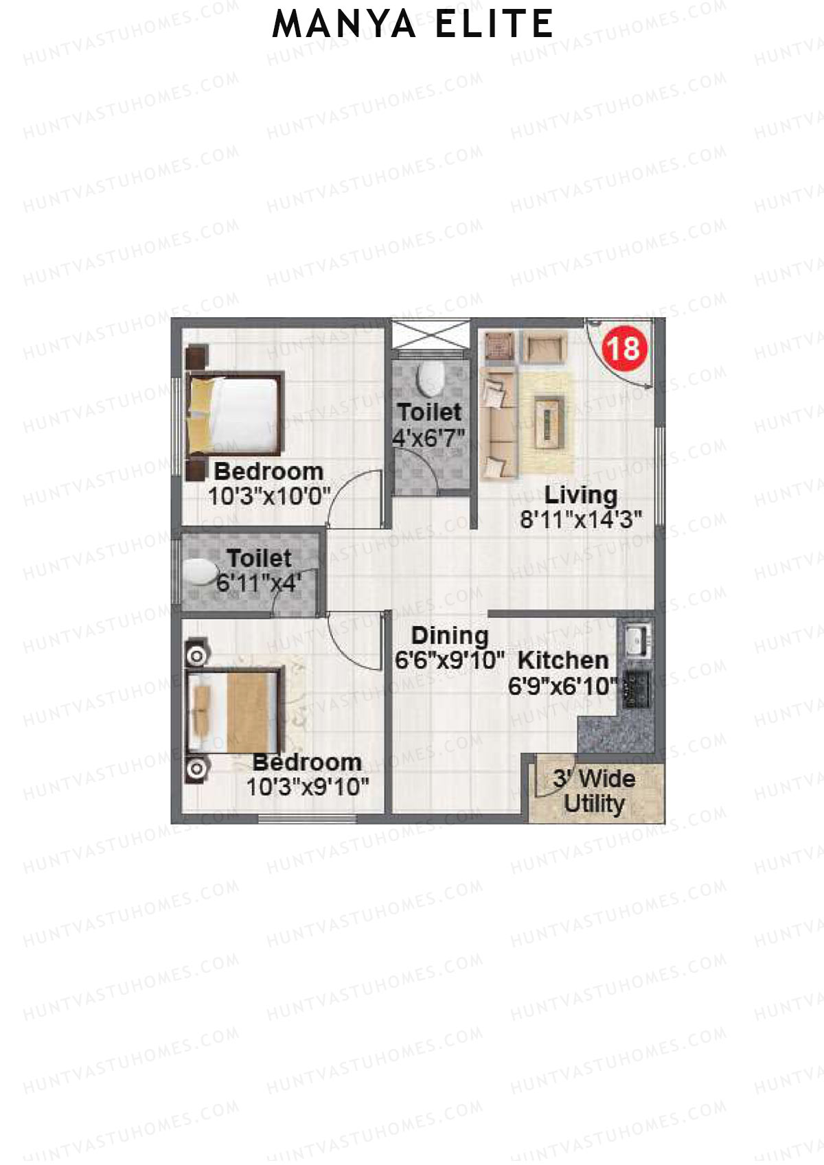 Manya Elite Block A Unit 18  Floor Plan