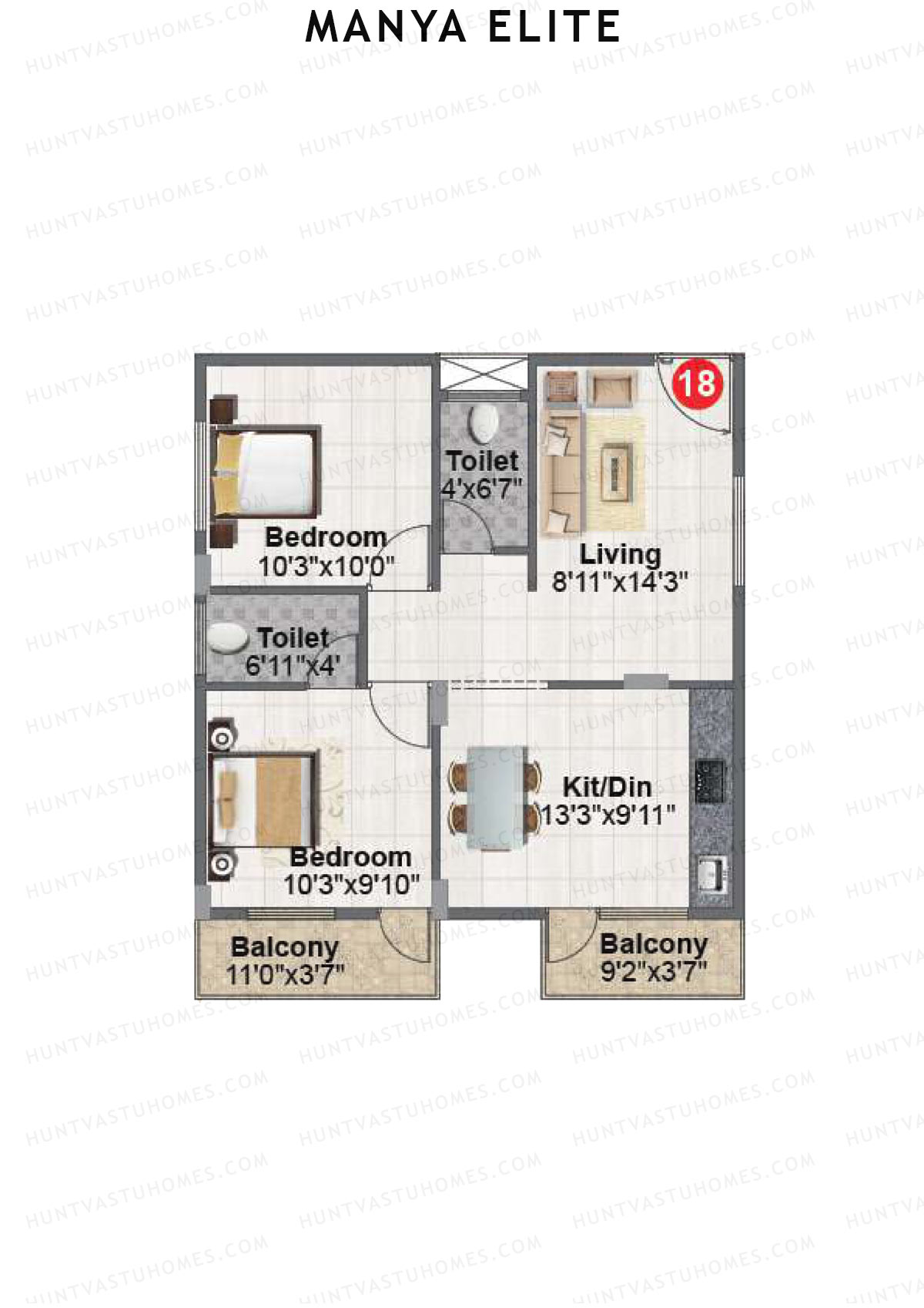 Manya Elite Block A Unit 18 Floor Plan