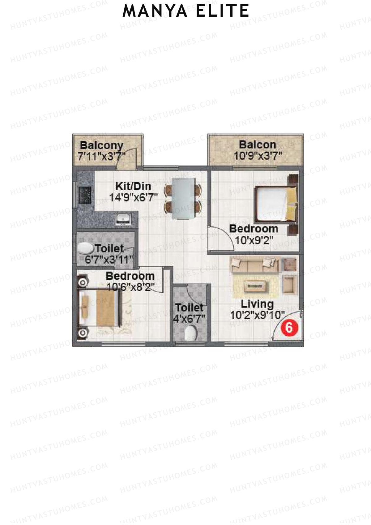 Manya Elite Block A Unit 6 Floor Plan