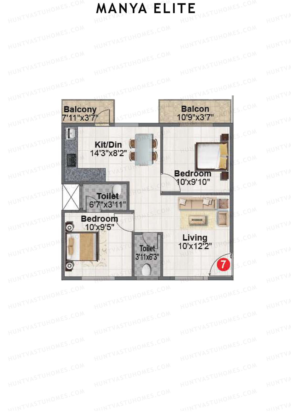 Manya Elite Block A Unit 7 Floor Plan