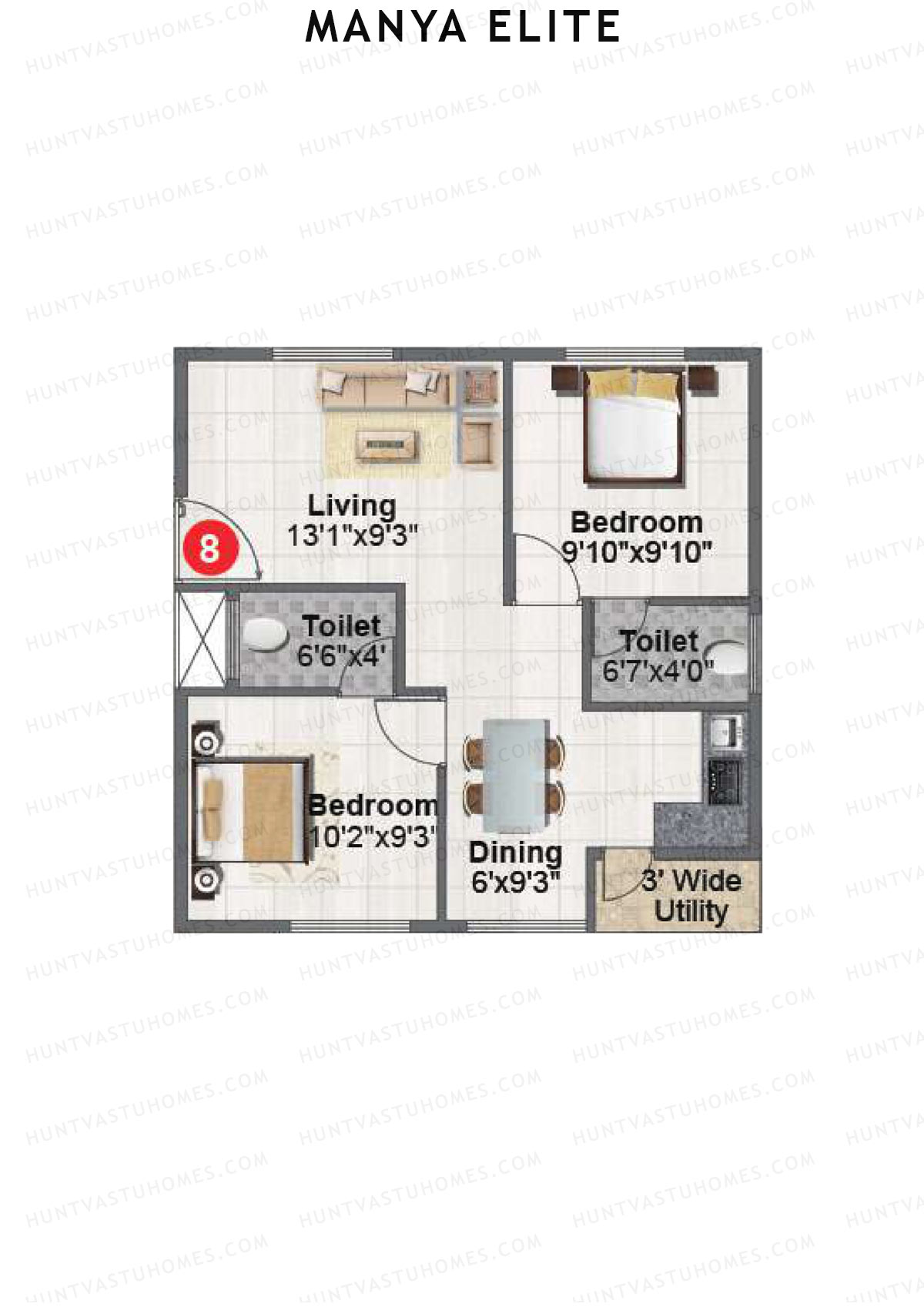 Manya Elite Block A Unit 8 Floor Plan