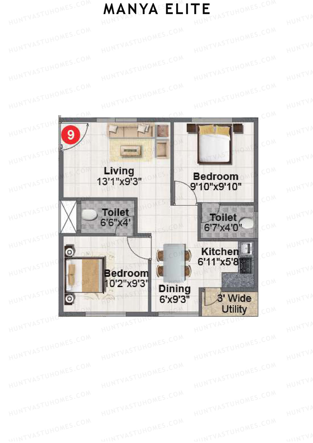 Manya Elite Block A Unit 9 Floor Plan