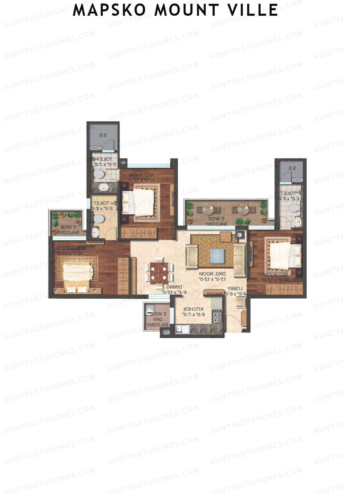 Mapsko Mount Ville Block C Unit 1 (Type 1) Floor Plan