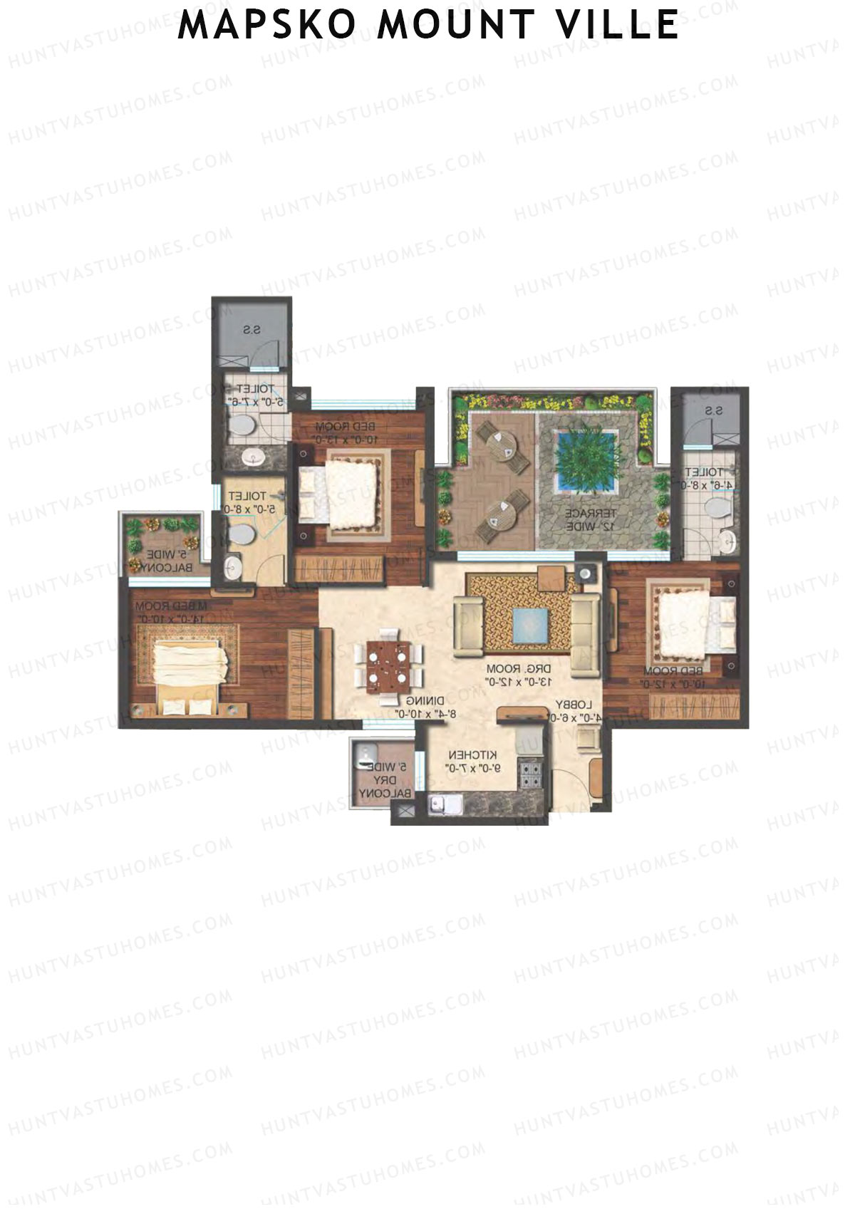 Mapsko Mount Ville Block C Unit 1 (Type 1) Floor Plan